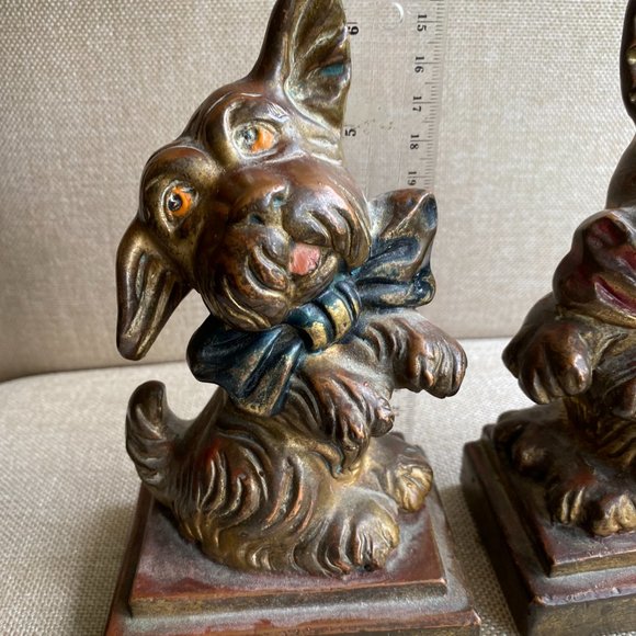 Armor Bronze Co. Puppy Dog with Bow Book Ends 1930's - Picture 10 of 12